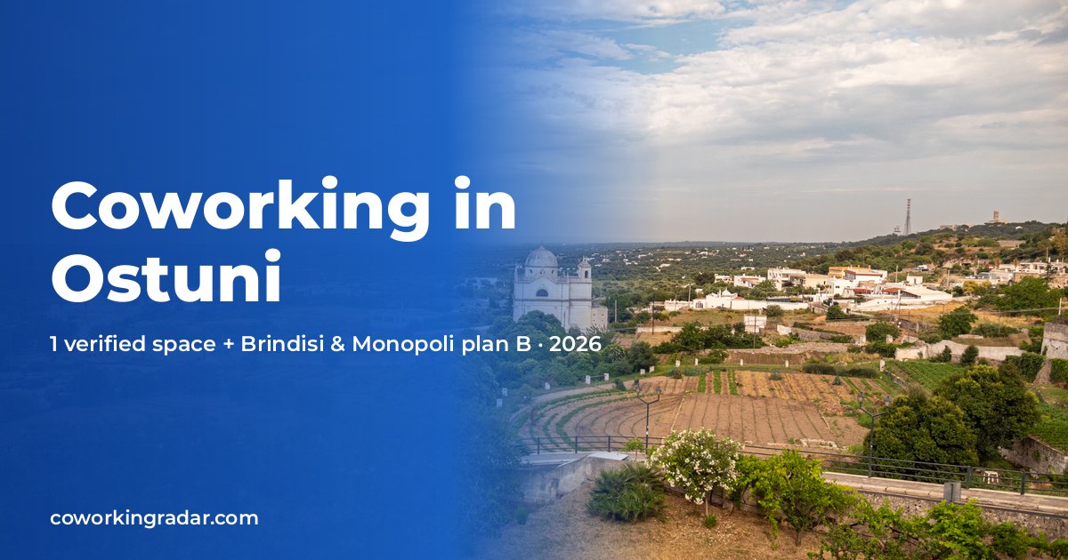Coworking in Ostuni (2026): 1 Verified Space in Town, Brindisi & Monopoli Plan B — Coworking Radar Score 4/10